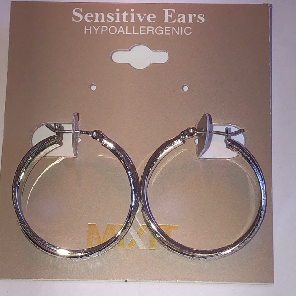 Mix It Silver Tone Textured Classic Boho Hoop Earrings